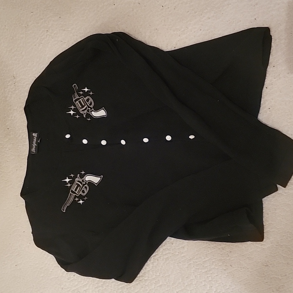 Sourpuss Johnny Cash Black and White Cardigan Sweater - Picture 2 of 4